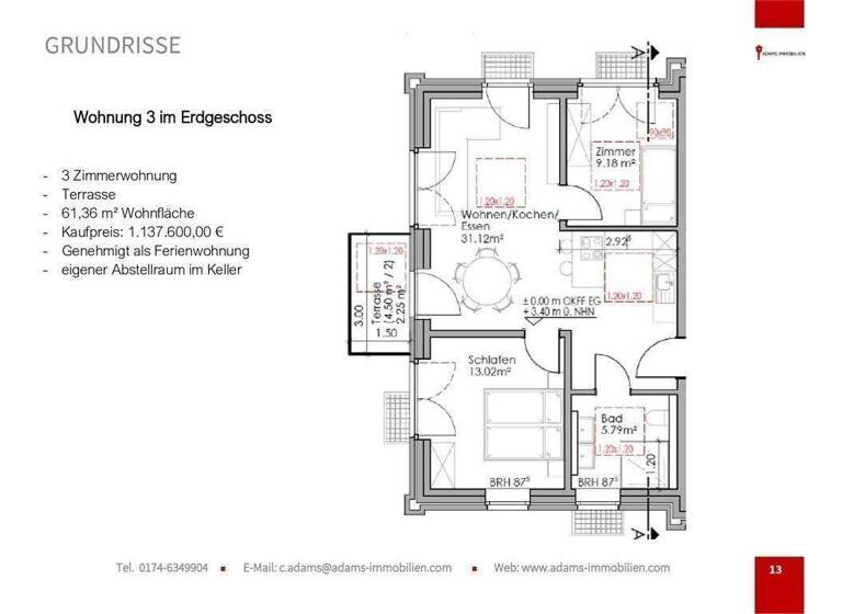 Wohnung zum Kauf - Erstbezug 1.137.600 € 3 Zimmer 61,4 m² Friesenstraße 5 Juist 26571