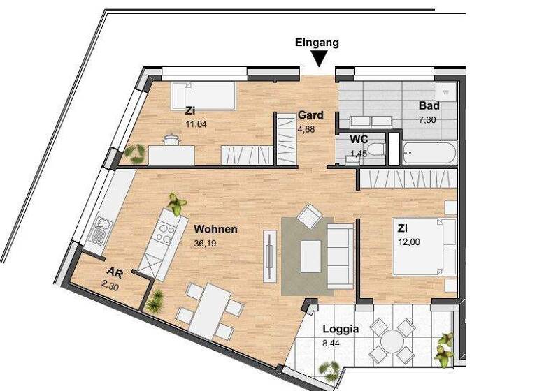 Wohnung zur Miete 906 € 3 Zimmer 83,4 m² 3. Geschoss Eggenberg Graz 8020