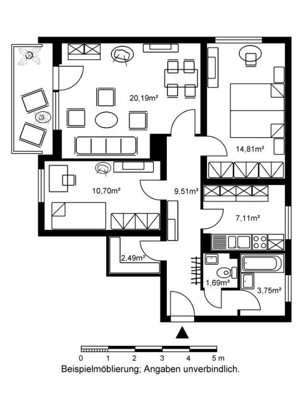 Wohnung zur Miete 675 € 3 Zimmer 71 m²<br/>Wohnfläche 8.<br/>Geschoss Alter Rückinger Weg 122 Nordwest Hanau 63452