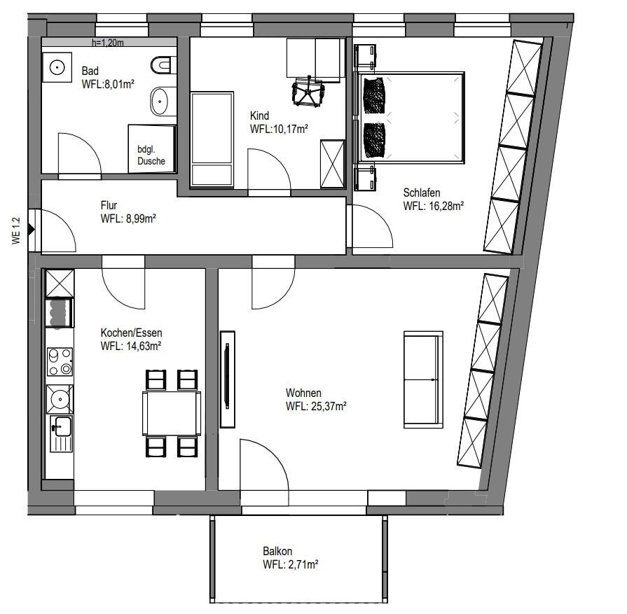 Wohnung zur Miete 990 € 3 Zimmer 86,2 m²<br/>Wohnfläche 1.<br/>Geschoss Straße des Friedens 33 Stadtroda Stadtroda 07646