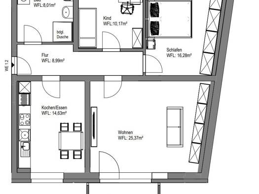 Wohnung zur Miete 990 € 3 Zimmer 86,2 m² 1. Geschoss Straße des Friedens 33 Stadtroda 07646