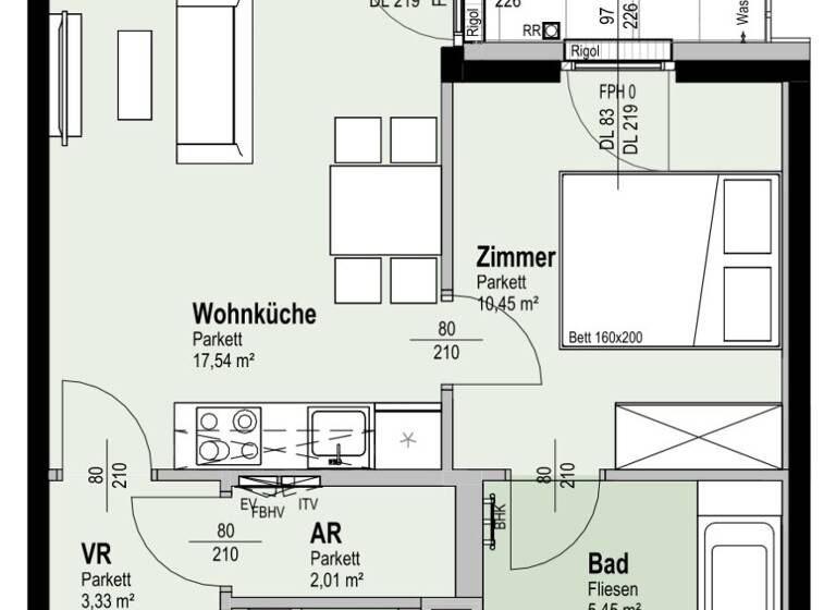 Terrassenwohnung zum Kauf - Erstbezug 313.700 € 2 Zimmer 40,3 m² 4. Geschoss Fahrbachgasse 6 Wien 1210