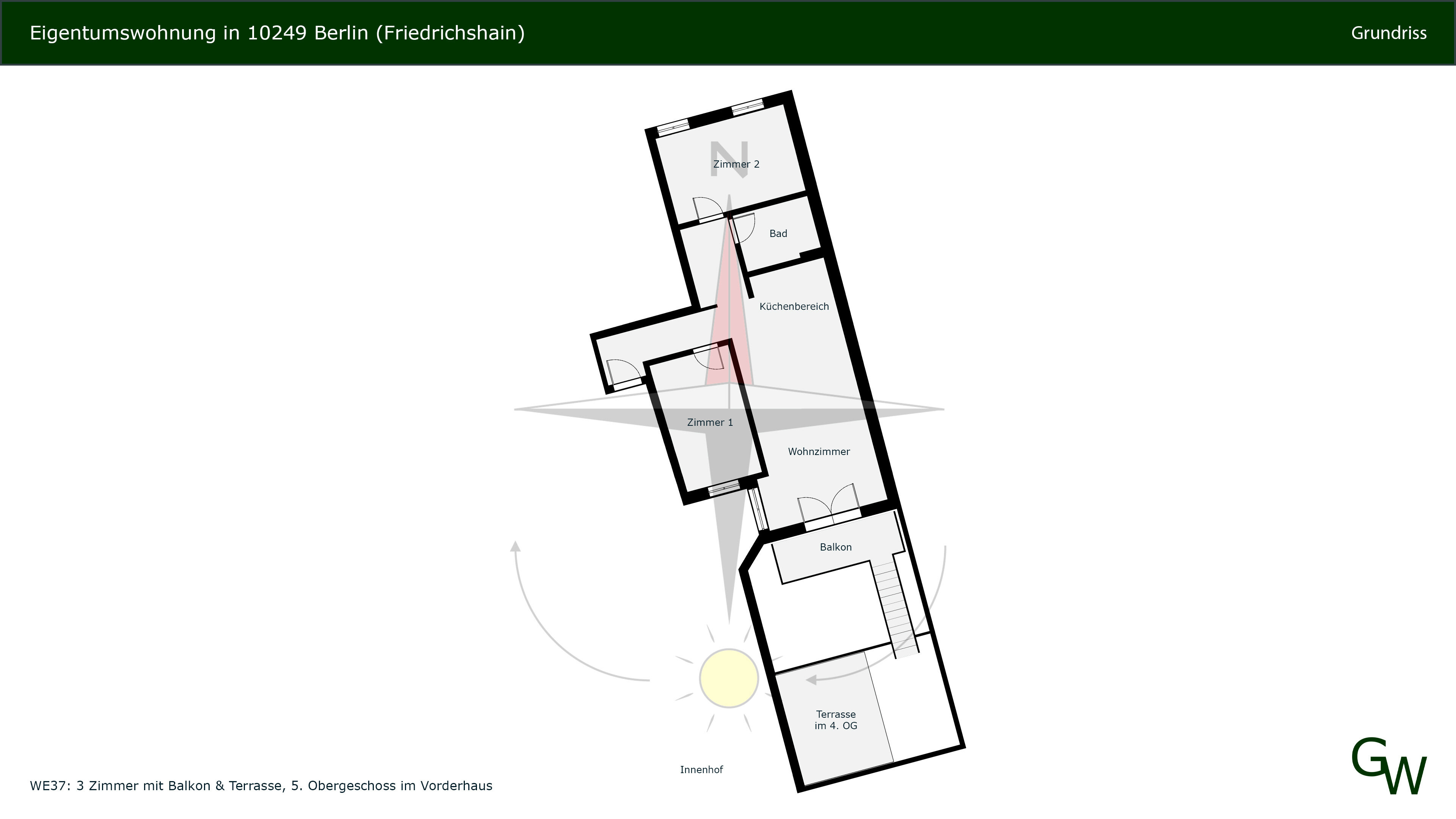 Wohnung zum Kauf 550.000 € 3 Zimmer 86,8 m²<br/>Wohnfläche 5.<br/>Geschoss Landsberger Allee 16 Friedrichshain Berlin 10249