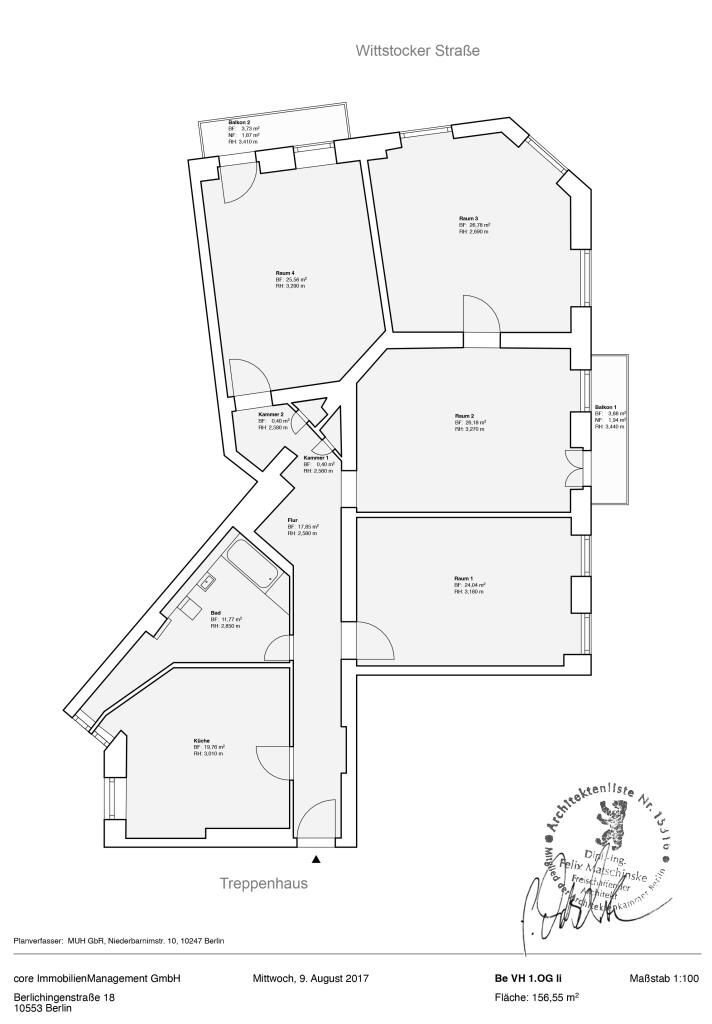 Wohnung zum Kauf 815.000 € 4 Zimmer 156,6 m²<br/>Wohnfläche 1.<br/>Geschoss Berlichingenstraße 18 Moabit Berlin 10553