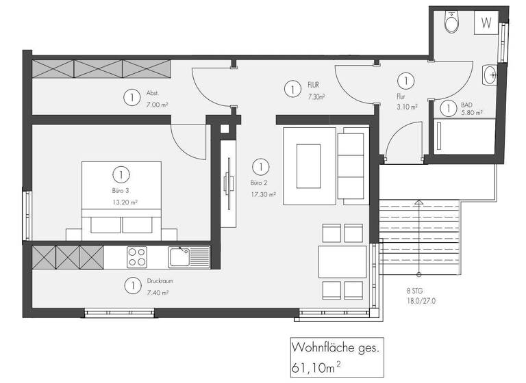 Wohnung zum Kauf 255.000 € 2 Zimmer 61 m² EG Coburg 96450