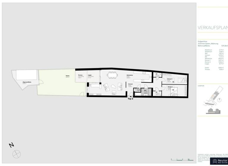 Wohnung zum Kauf 790.000 € 3 Zimmer 129,4 m² EG Wien 1190