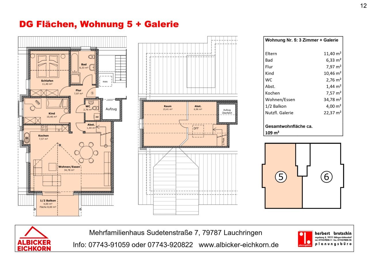 Wohnung zum Kauf provisionsfrei 450.000 € 4 Zimmer 109 m²<br/>Wohnfläche 3.<br/>Geschoss Sudetenstraße 7a Unterlauchringen Unterlauchringen 79787