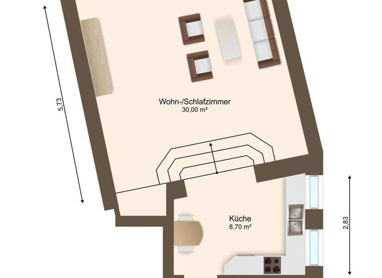 Studio zur Miete 345 € 1 Zimmer 46 m² frei ab sofort Brückenstraße 1 Nienburg Nienburg (Saale) 06429