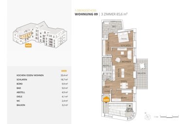 Wohnung zum Kauf provisionsfrei 365.769 € 3 Zimmer 85,6 m² 1. Geschoss frei ab 15.01.2025 Bleichstraße 14b Freistett Rheinau-Freistett 77866