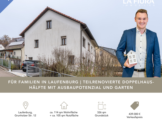 Doppelhaushälfte zum Kauf 439.000 € 3 Zimmer 114 m² 326 m² Grundstück frei ab 01.05.2026 Grunholzer Straße 12 Laufenburg 79725