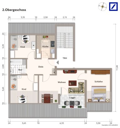 Wohnung zum Kauf provisionsfrei 187.000 € 4 Zimmer 73 m² 2. Geschoss Neckarems 116 Remseck 71686