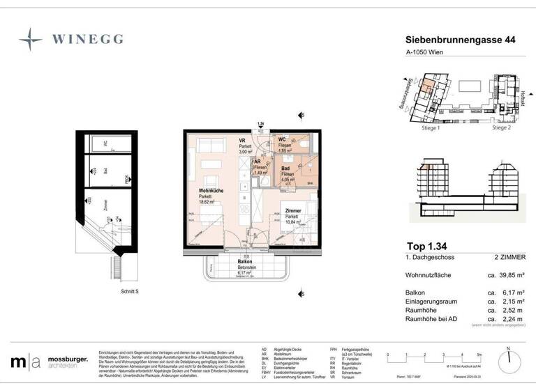 Wohnung zum Kauf - Erstbezug 381.600 € 2 Zimmer 39,9 m² 6. Geschoss Siebenbrunnengasse 44 Wien 1050