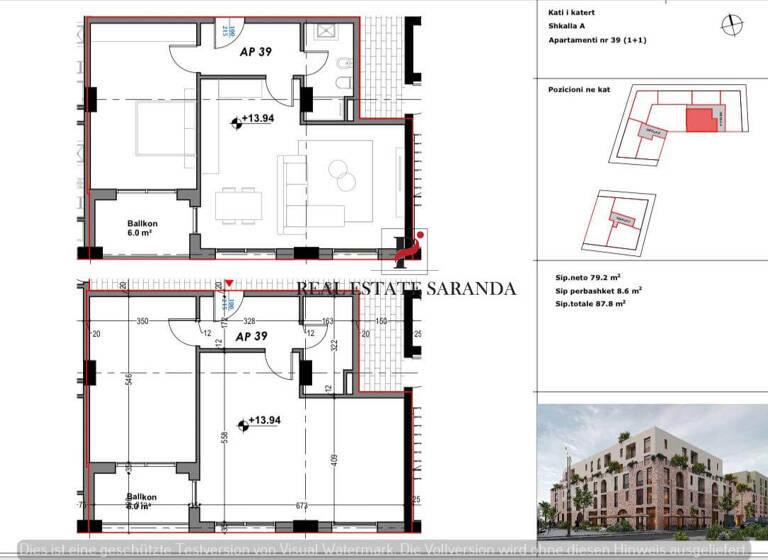 Studio zum Kauf 149.260 € 1 Zimmer 87,8 m² 4. Geschoss Saranda 9701