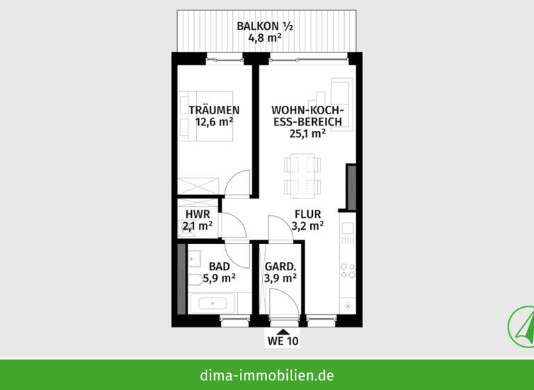 Wohnung zum Kauf - Neubau 305.000 € 2 Zimmer 57,7 m²<br/>Wohnfläche 3.<br/>Geschoss Altranstädter Str. 22 Kleinzschocher Leipzig 04229