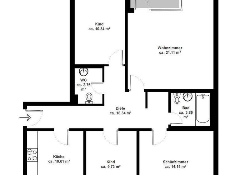 Wohnung zum Kauf 325.000 € 3,5 Zimmer 89 m² 1. Geschoss Rahlstedt Hamburg 22143