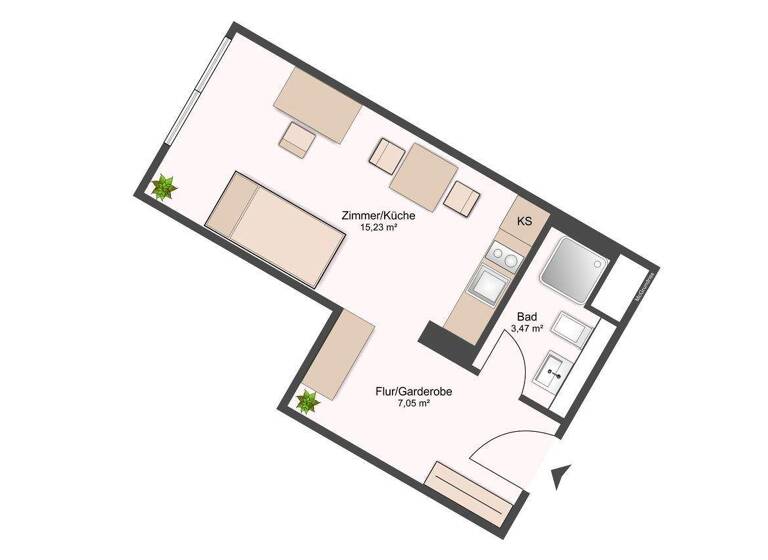 Studio zur Miete 525 € 1 Zimmer 25,3 m² 1. Geschoss frei ab 01.04.2026 Elisenstraße 23 Johannstadt-Nord Dresden 01307