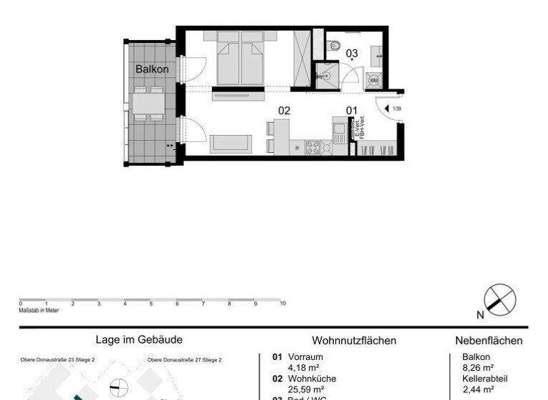 Wohnung zum Kauf - Erstbezug 339.000 € 1,5 Zimmer 34,9 m² 3. Geschoss Obere Donaustraße 23 Wien 1020