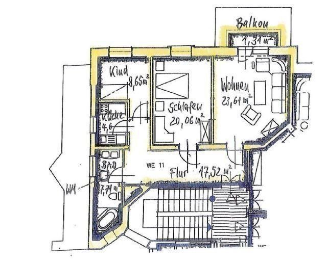 Penthouse zur Miete 830 € 3 Zimmer 83 m²<br/>Wohnfläche 3.<br/>Geschoss ab sofort<br/>Verfügbarkeit Südvorstadt-West (Nürnberger Platz/TU) Dresden 01069