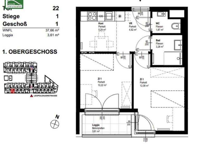 Wohnung zur Miete 660 € 2 Zimmer 37,7 m² 1. Geschoss Leopoldauer Straße 131 Wien 1210