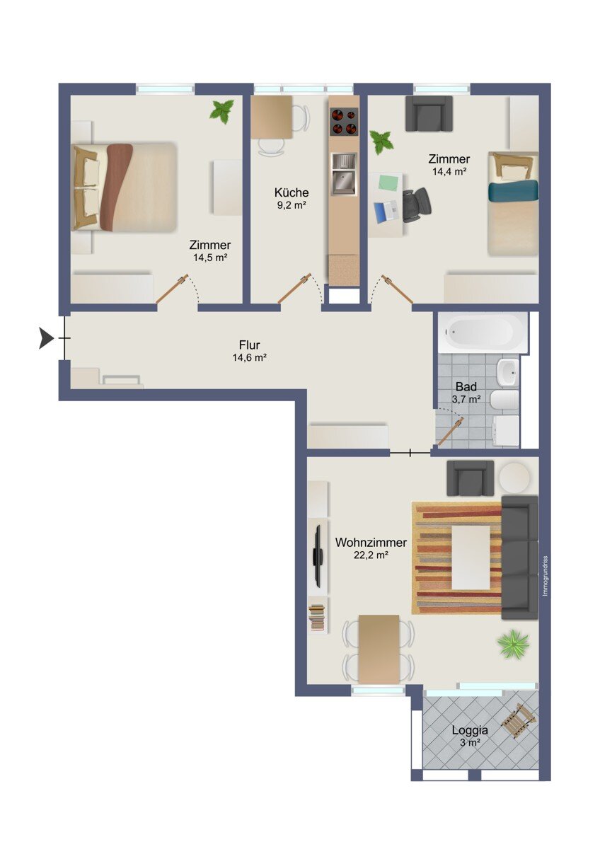 Wohnung zum Kauf 189.500 € 3 Zimmer 80 m²<br/>Wohnfläche 3.<br/>Geschoss Löbtau-Nord (Conertplatz) Dresden 01159