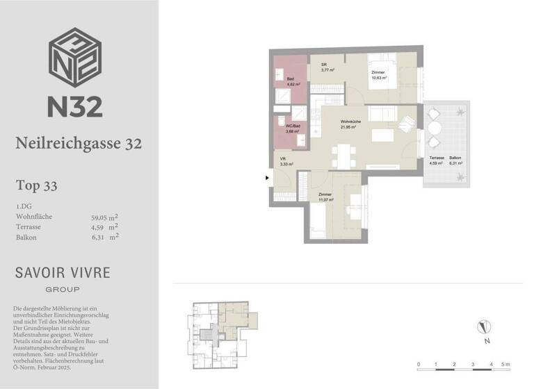 Wohnung zur Miete - Erstbezug 1.240 € 3 Zimmer 59,1 m² frei ab 01.05.2026 Wien,Favoriten 1100