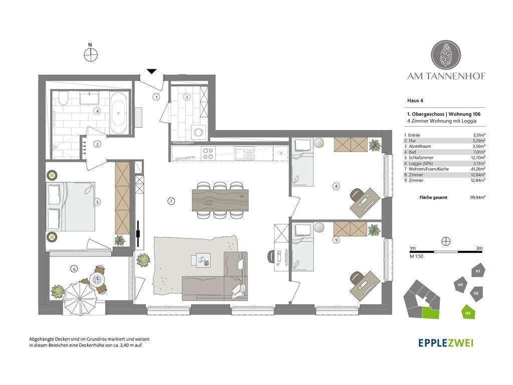 Wohnung zur Miete 1.490 € 4 Zimmer 99,9 m²<br/>Wohnfläche 1.<br/>Geschoss 15.12.2024<br/>Verfügbarkeit Baden-Baden - Kernstadt Baden-Baden 76530