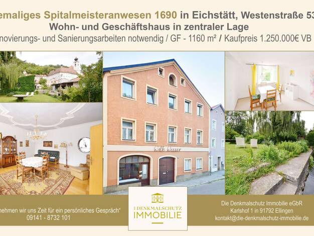 Haus zum Kauf 1.250.000 € 216 m² 1.160 m² Grundstück Westenstraße 53 Eichstätt Eichstätt 85072