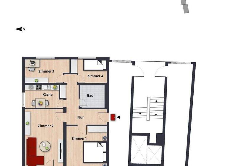 Wohnung zur Miete 522 € 4 Zimmer 75,6 m² 9. Geschoss frei ab 13.03.2026 Theodor-Heuss-Str. 28 Detmerode Wolfsburg 38444