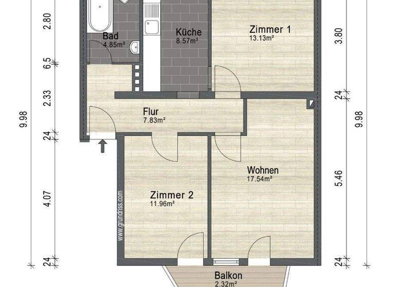Wohnung zum Kauf provisionsfrei 299.000 € 3 Zimmer 66,2 m² 2. Geschoss Hulsberg Bremen 28205