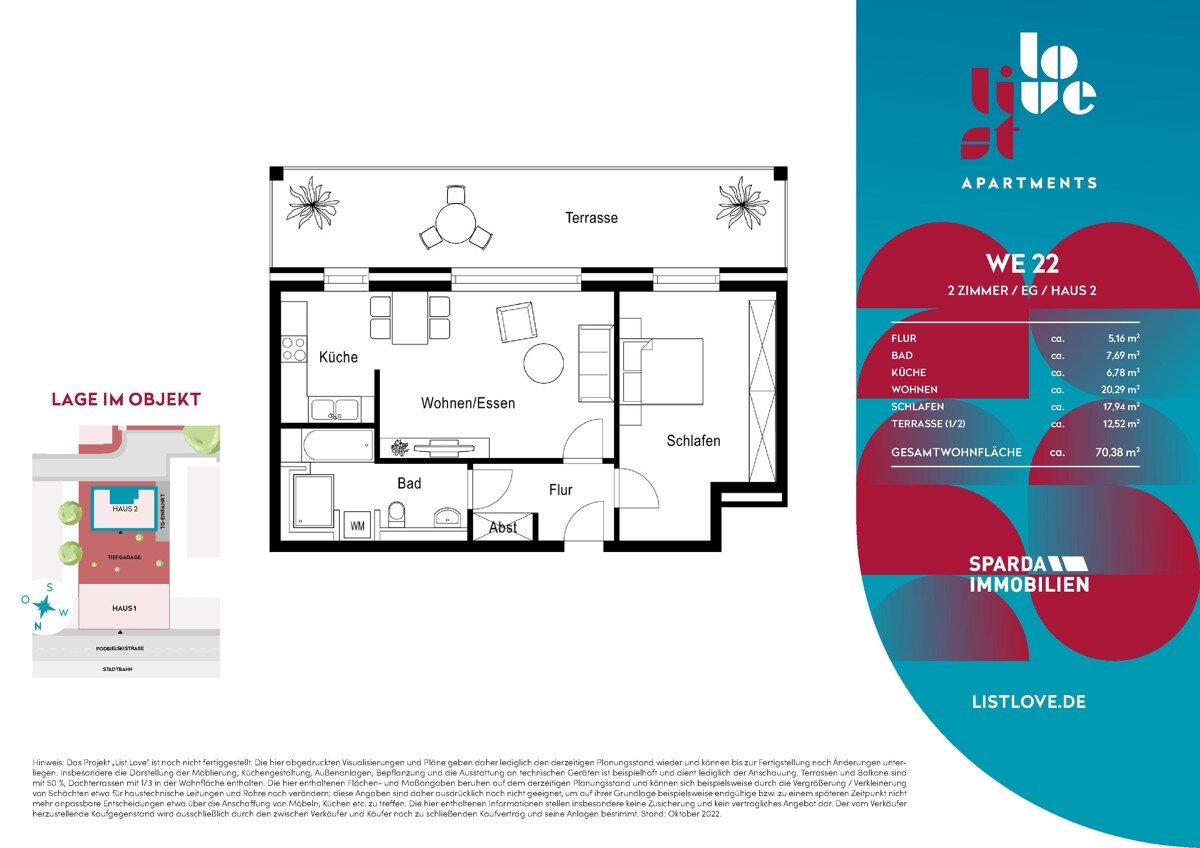 Wohnung zum Kauf provisionsfrei 455.000 € 2 Zimmer 70,4 m²<br/>Wohnfläche Overbeckstraße 5 List Hannover - List 30177