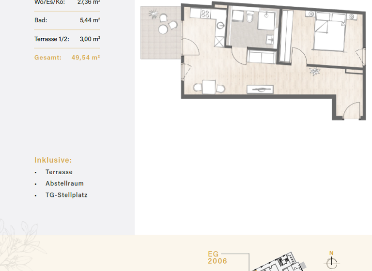 Wohnung zum Kauf - Erstbezug 261.500 € 2 Zimmer 49,5 m² EG frei ab 01.12.2027 Geisenhausen 84144