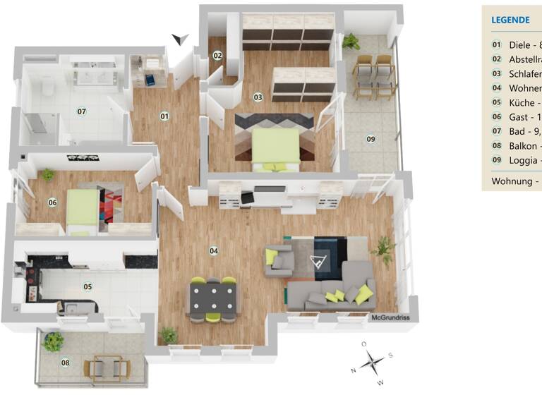 Wohnung zum Kauf 585.000 € 3,5 Zimmer 103,9 m²<br/>Wohnfläche ab sofort<br/>Verfügbarkeit Bad Füssing Bad Füssing 94072