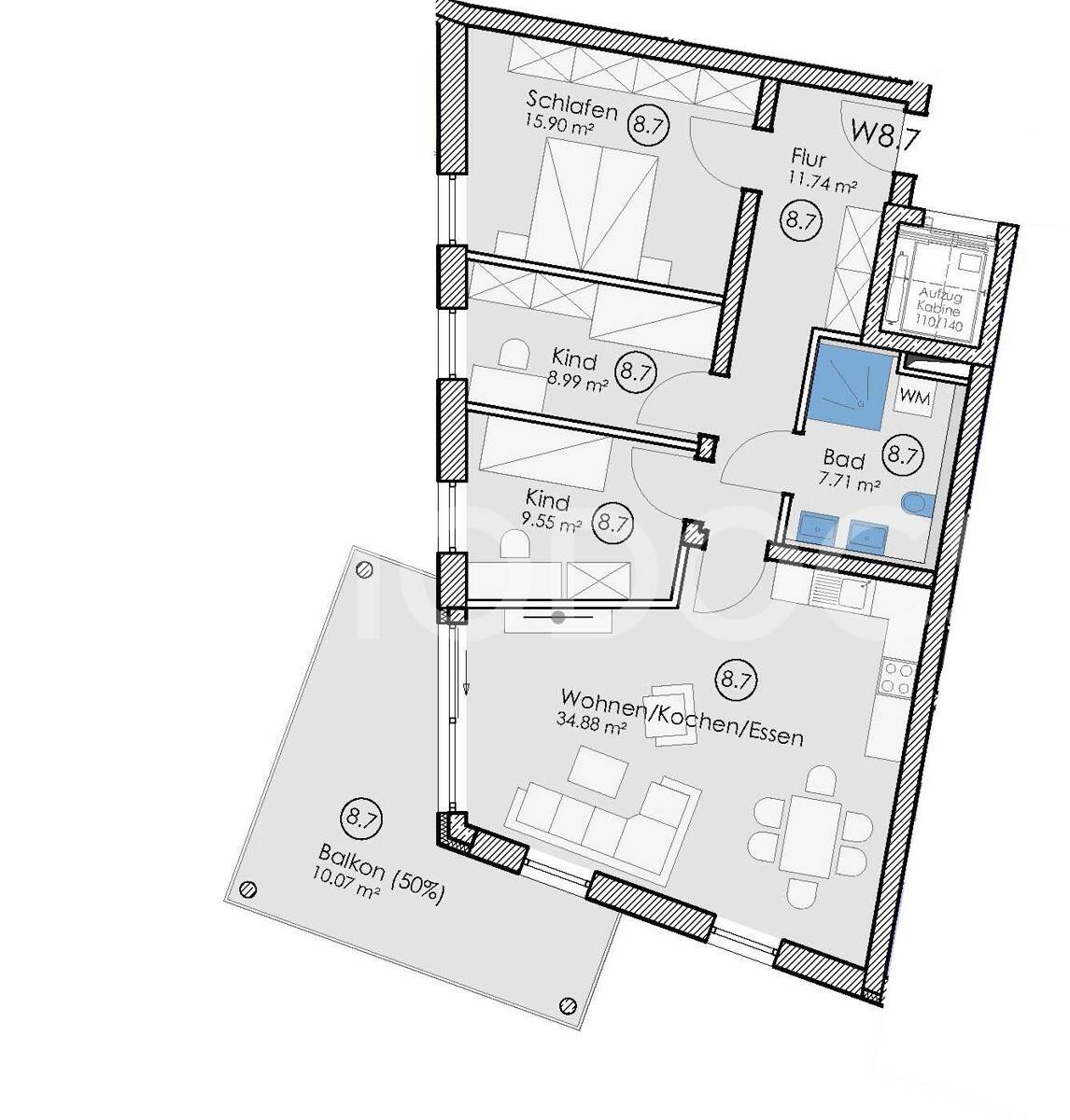 Wohnung zur Miete 1.500 € 4 Zimmer 98,8 m²<br/>Wohnfläche Neuhausen Kempten 87439