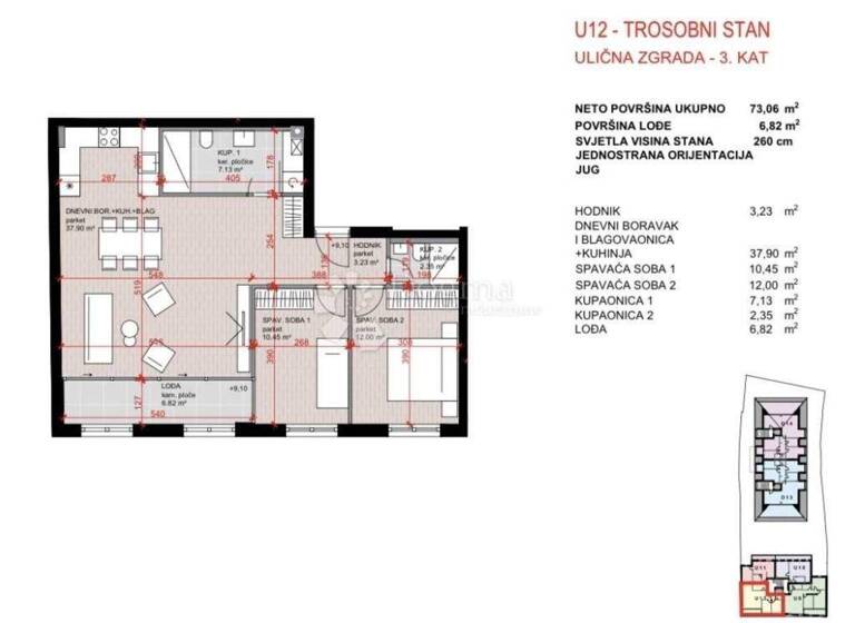 Wohnung zum Kauf 578.495 € 3 Zimmer 78 m² 3. Geschoss Masiceva - Dobri dol