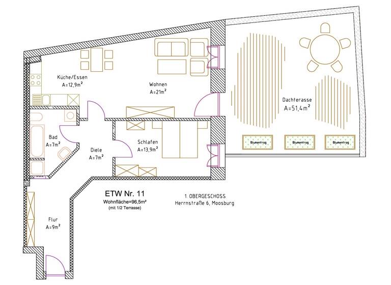 Wohnung zur Miete 1.350 € 96,5 m²<br/>Wohnfläche 1.<br/>Geschoss 01.06.2025<br/>Verfügbarkeit Herrenstr. 6 Moosburg Moosburg 85368