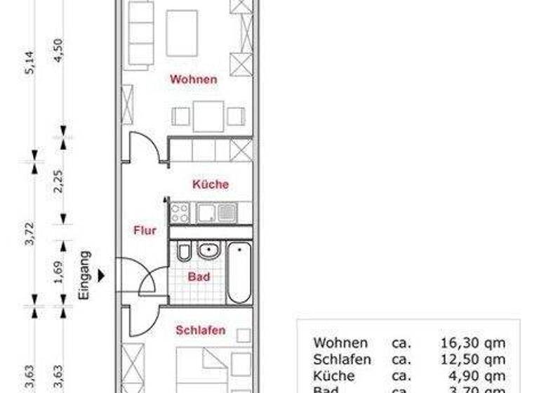 Wohnung zur Miete 428 € 2 Zimmer 43,8 m² 4. Geschoss frei ab 15.03.2026 Julius-Leber-Ring 52 Roter Berg Erfurt 99087