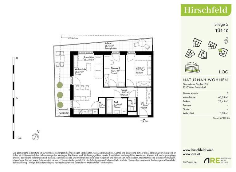 Wohnung zum Kauf - Erstbezug 415.000 € 3 Zimmer 66,2 m² 1. Geschoss Wien 1210