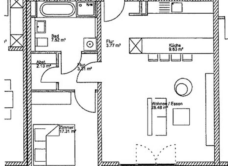 Wohnung zur Miete 1.030 € 2 Zimmer 76 m² frei ab 11.04.2026 Rossittener Straße 3 a Bockenheim Frankfurt 60487