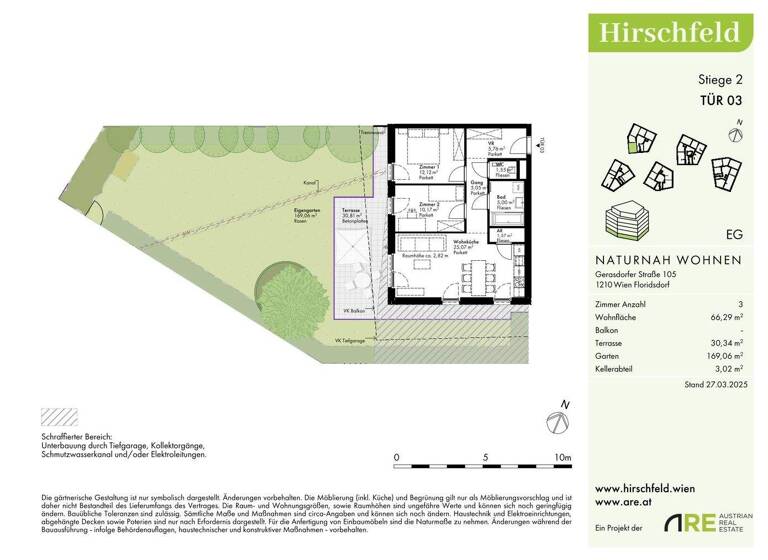 Wohnung zum Kauf - Erstbezug provisionsfrei 460.000 € 3 Zimmer 66,3 m² EG Wien 1210