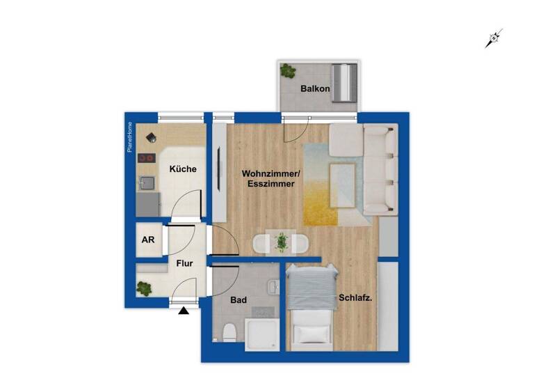 Wohnung zum Kauf 129.000 € 1,5 Zimmer 40 m² 1. Geschoss Stein 90547