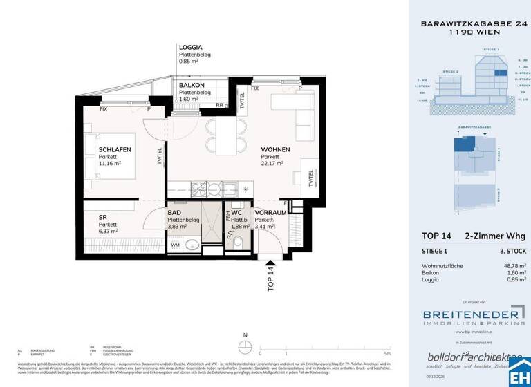 Wohnung zum Kauf - Erstbezug provisionsfrei 356.392 € 2 Zimmer 48,8 m² 3. Geschoss Barawitzkagasse Wien 1190