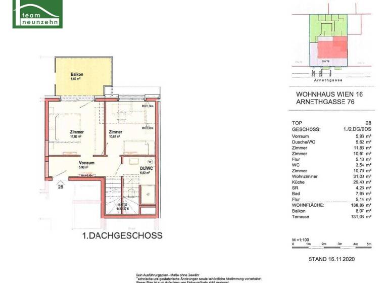 Wohnung zur Miete 3.123 € 4 Zimmer 130,9 m² Arnethgasse 76 Wien 1160