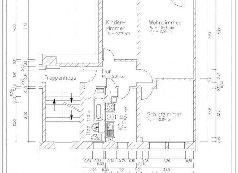 Wohnung zur Miete 342 € 3 Zimmer 60,1 m² 2. Geschoss Schubertstr. 34 Kapellenberg Chemnitz 09119