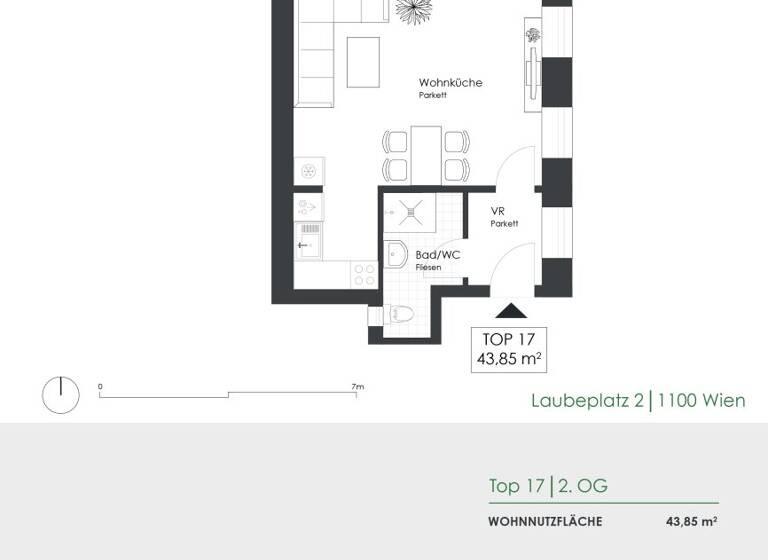 Wohnung zum Kauf 229.000 € 2 Zimmer 43,9 m² 2. Geschoss Laubeplatz 2 Wien 1100