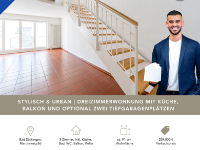 Maisonette zum Kauf 259.000 € 3 Zimmer 90,8 m² Martinsweg 86 Bad Säckingen Bad Säckingen 79713