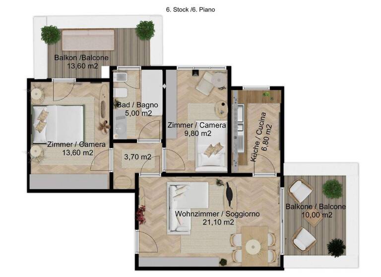 Wohnung zum Kauf 460.000 € 3 Zimmer 85 m² 7. Geschoss Bozen 39100