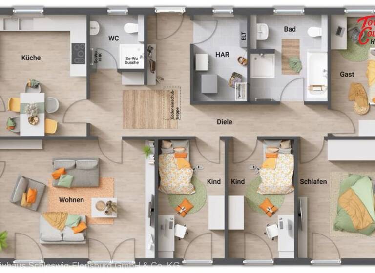 Bungalow zum Kauf provisionsfrei 365.110 € 5 Zimmer 130,3 m²<br/>Wohnfläche 922 m²<br/>Grundstück Taarstedt 24893