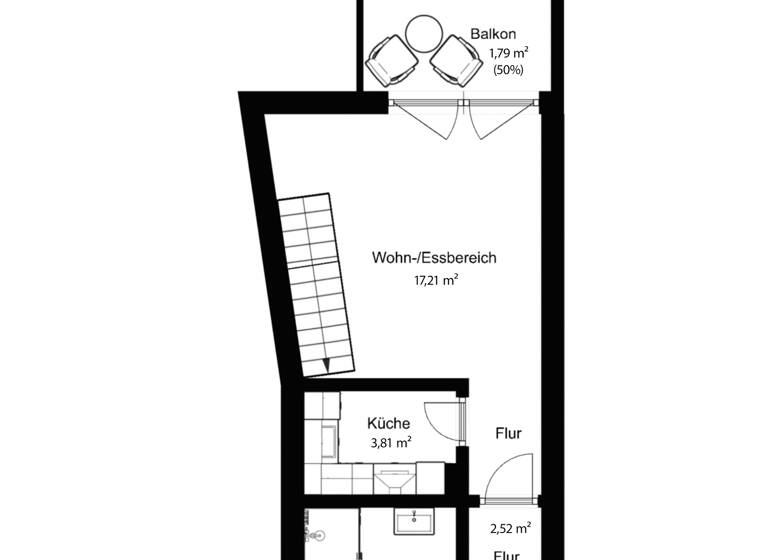 Maisonette zum Kauf provisionsfrei 275.000 € 2,5 Zimmer 46,8 m² 2. Geschoss Westenviertel Regensburg 93049