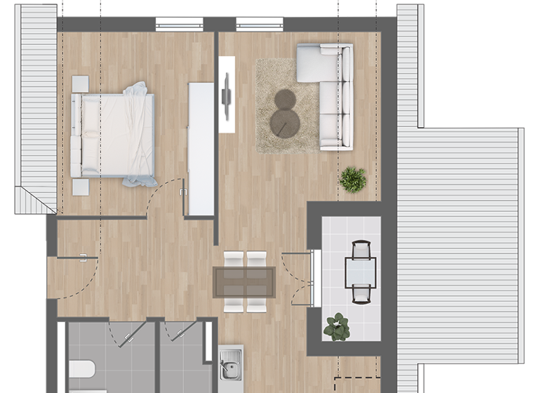 Penthouse zum Kauf 335.900 € 2 Zimmer 59,6 m²<br/>Wohnfläche Obergasse 7 Klein-Auheim Hanau 63456