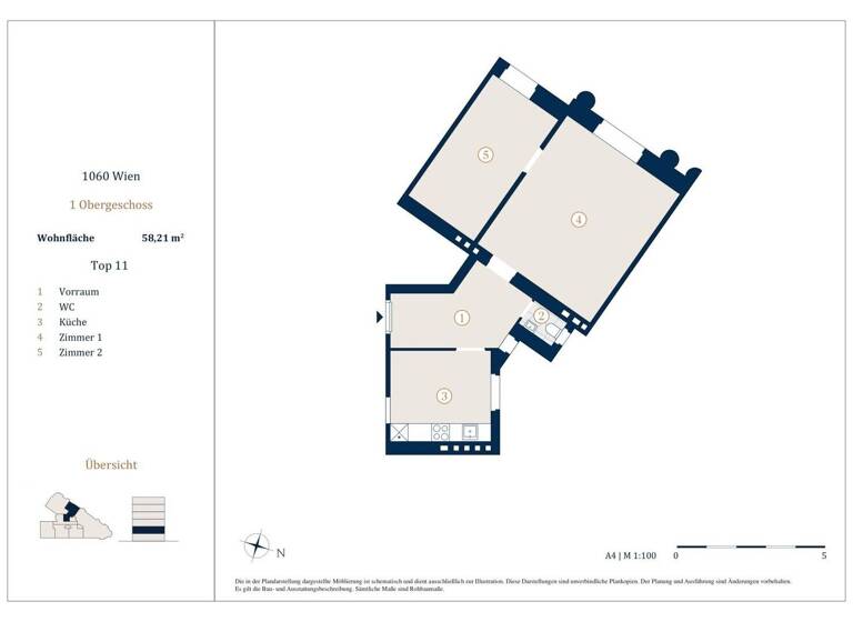 Wohnung zum Kauf 260.000 € 2 Zimmer 58,2 m² 1. Geschoss Wien,Mariahilf 1060